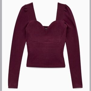 ARITZIA Talula SWEETHEART LONG SLEEVE TOP in Cardamom, Large, Preowned